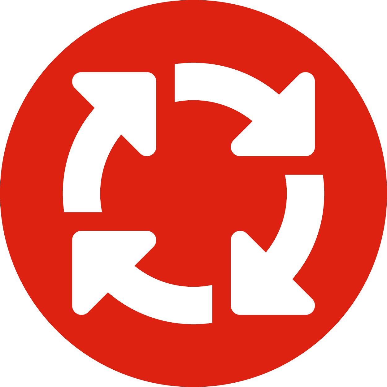 An icon with 4 curved arrows forming a continuous circle