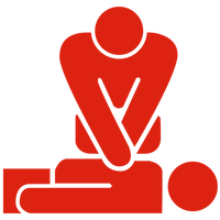 An icon of a person performing CPR on someone lying down